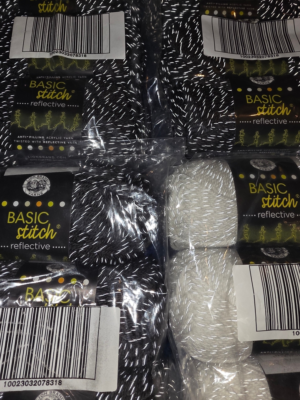 Lion Brand Basic Stitch Reflective Yarn Lot Iron Grey Summit White Medium #4 12